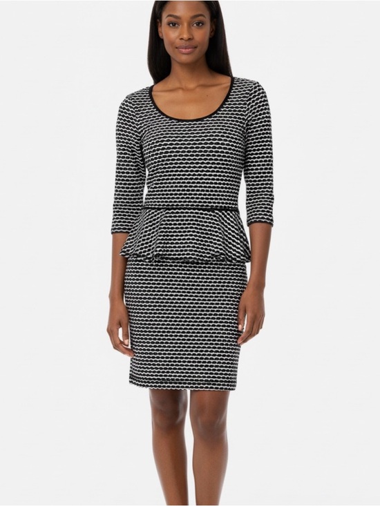 Max Studio Dresses & Skirts - Max Studio Black & White Textured Peplum Dress - Size: Medium